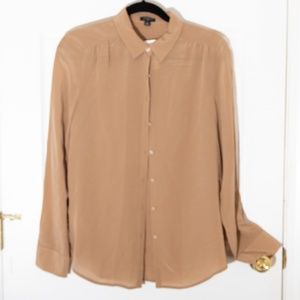 NWT 100% Silk Camel Color Ann Taylor Blouse 8